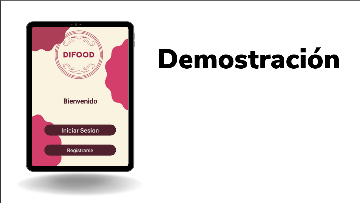 Image with the login screen of the DIFood app
